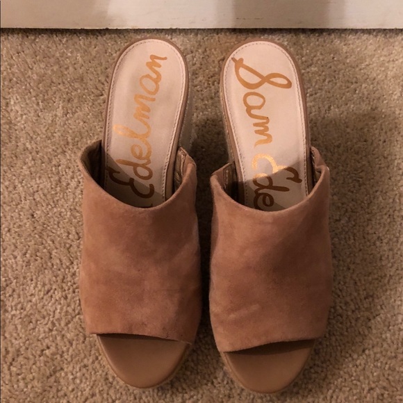 Sam Edelman Suede Raffia Open Toe Wedge - Picture 3 of 4